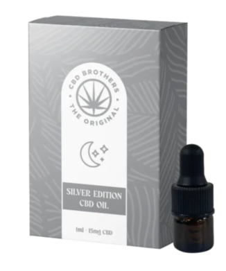 CBD Brothers Silver Edition CBD Oil – Indica with box packaging on white background