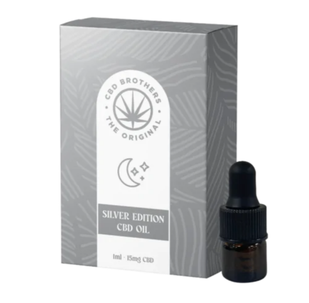 CBD Brothers Silver Edition CBD Oil – Indica with box packaging on white background