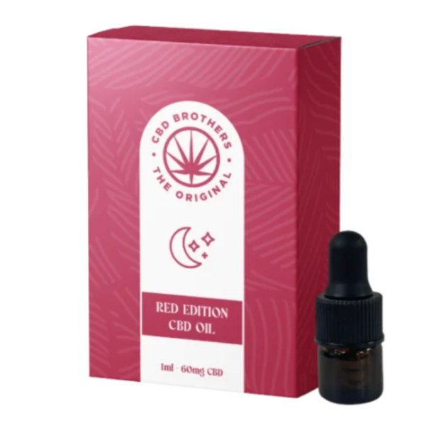 CBD Brother red edition oil in dropper bottle