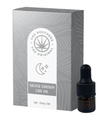 CBD Brothers Silver Edition CBD Oil – Indica with box packaging on white background
