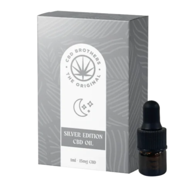 CBD Brothers Silver Edition CBD Oil – Indica with box packaging on white background