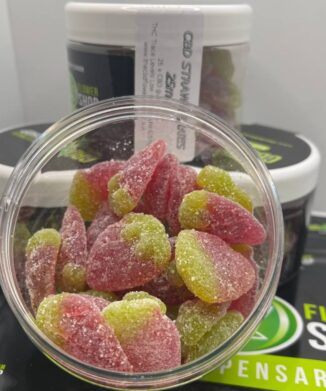 Strawberry CBD gummies in pot