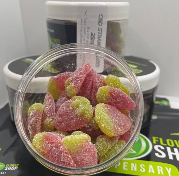 Strawberry CBD gummies in pot