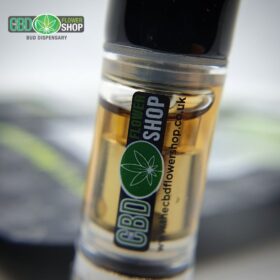 Close up of The CBD Flower Shop CBD Vape Cartridge