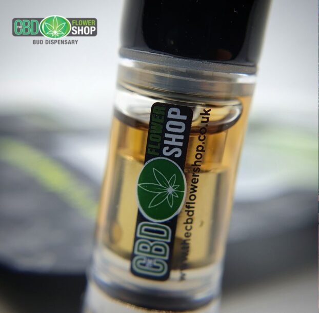 Close up of The CBD Flower Shop CBD Vape Cartridge