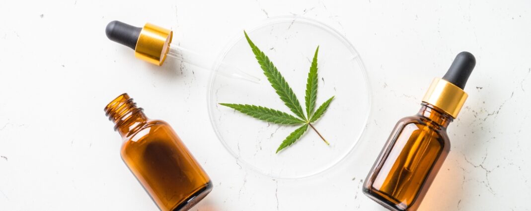 CBD oil and leaf