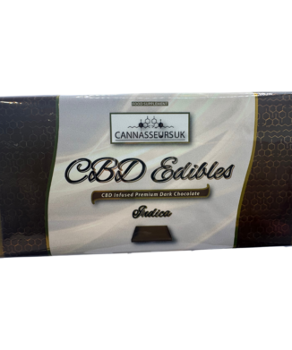 CBD Edibles Belgian CBD Dark Chocolate Bar 100g – Indica on white background