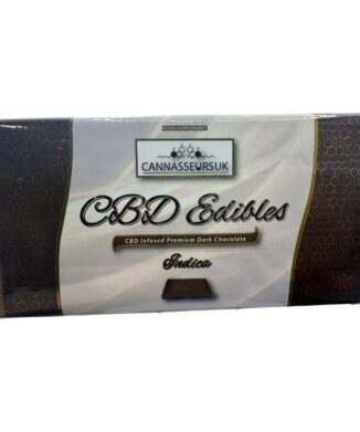 CBD Edibles Belgian CBD Dark Chocolate Bar 100g – Indica on white background