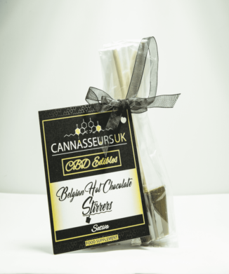 Belgian CBD Hot Chocolate Stirrer – Sativa in packaging