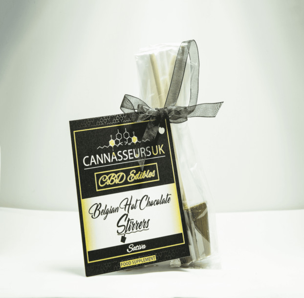 Belgian CBD Hot Chocolate Stirrer – Sativa in packaging