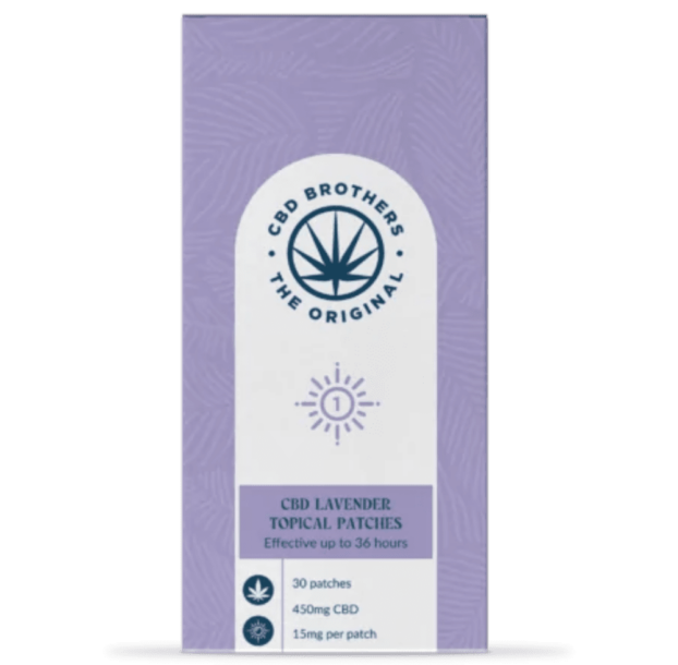 CBD Brothers CBD Topical Patches Lavender 15mg purple box packaging