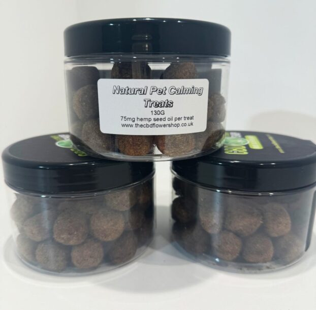 CBD for Pets - 3 pots of CBD Natural Calming Pet Treats stacked
