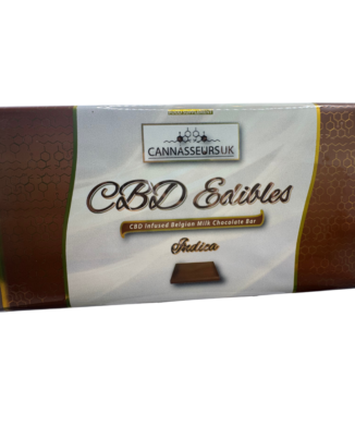 CBD Edibles Belgian CBD Milk Chocolate Bar 100g – Indica on white background