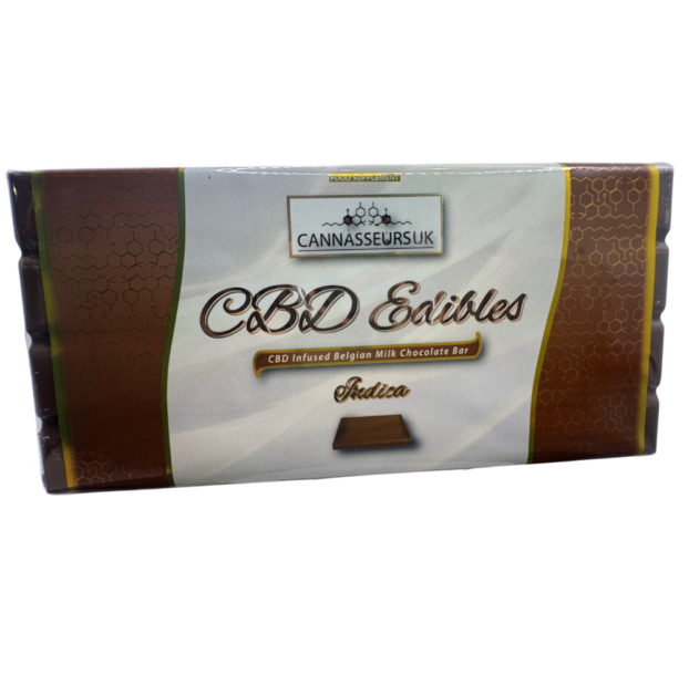 CBD Edibles Belgian CBD Milk Chocolate Bar 100g – Indica on white background