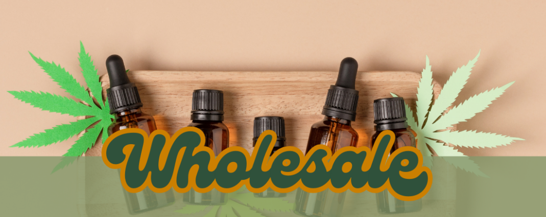 Oil bottles with wholesale text overlay