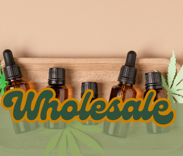Oil bottles with wholesale text overlay