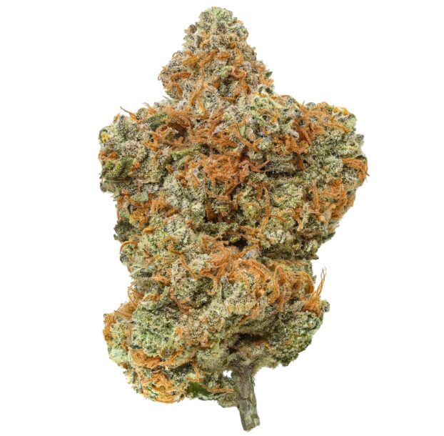 Flow Gardens USA CBD Flowers – Interstellar CBD Hemp Flower bud on white background