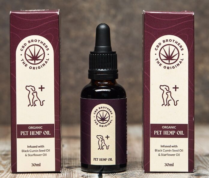 CBD pet hemp oil bottle and packaging