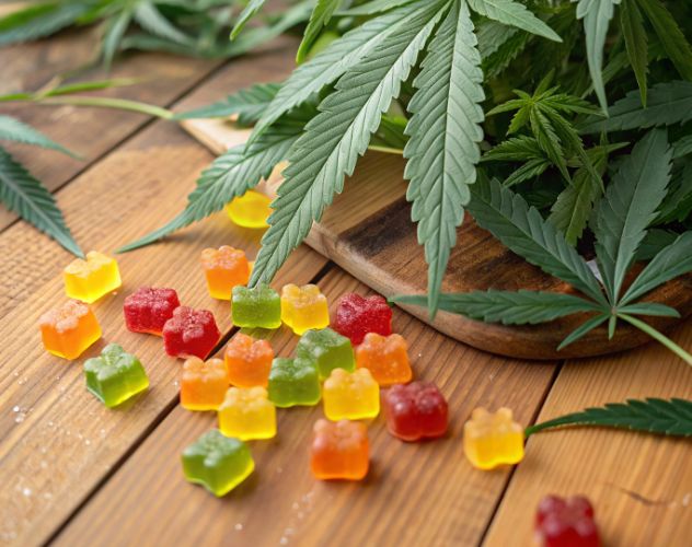 CBD gummies and hemp plants
