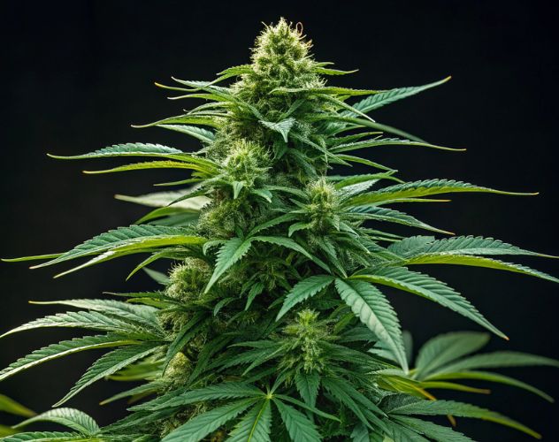 hemp plant on black background