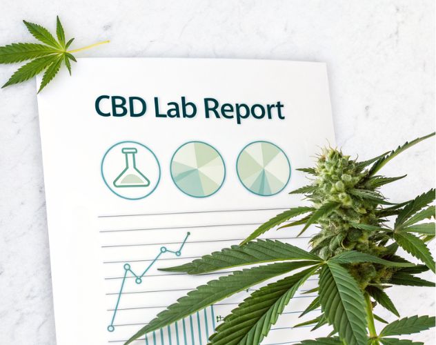 CBD lab report with hemp plants