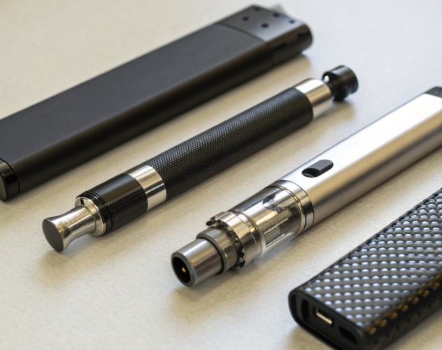 different types of vape devices flat on table