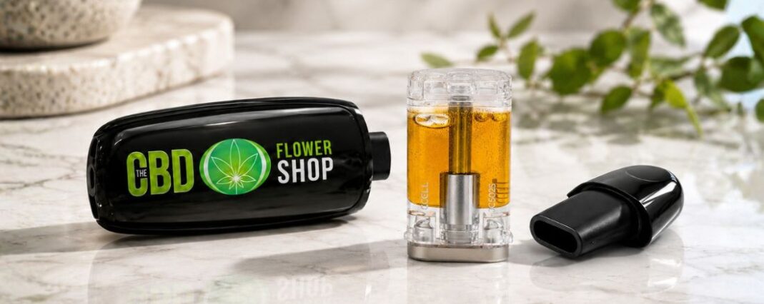 The CBD Flower Shop vape pod kit and oil