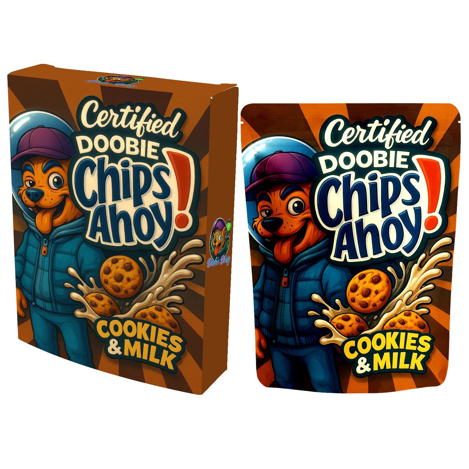 DOOBIE Chips Ahoy! Cookies & Milk 200mg CBD chocolates featuring Belgian-style milk chocolate with crunchy chocolate chip cookie bites and creamy cookies and milk flavour.