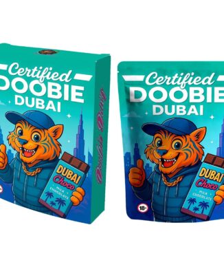 DOOBIE Dubai Milk Chocolate 200mg CBD chocolates featuring smooth milk chocolate with a creamy pistachio filling and crisp katafi pastry, inspired by luxurious Dubai-style chocolate.