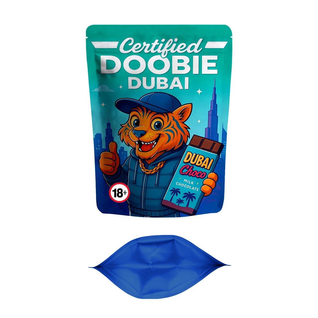 DOOBIE Dubai Milk Chocolate 200mg CBD chocolates featuring smooth milk chocolate with a creamy pistachio filling and crisp katafi pastry, inspired by luxurious Dubai-style chocolate.