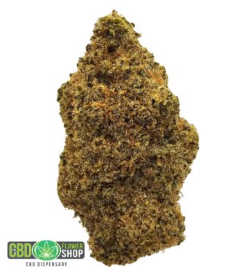 After Eight Limited Edition indoor CBD tea flower with dense frosted green flowers and prominent trichome coverage from The CBD Flower Shop.